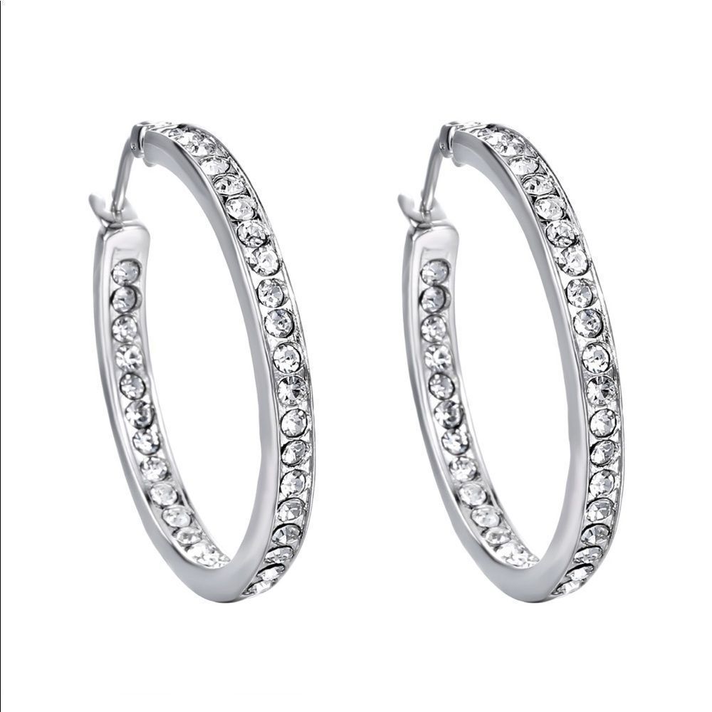 Crystal Ear Button Circle Earrings
